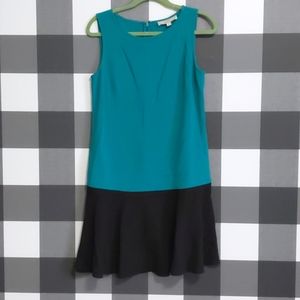 LOFT Teal and Black Mini Dress
